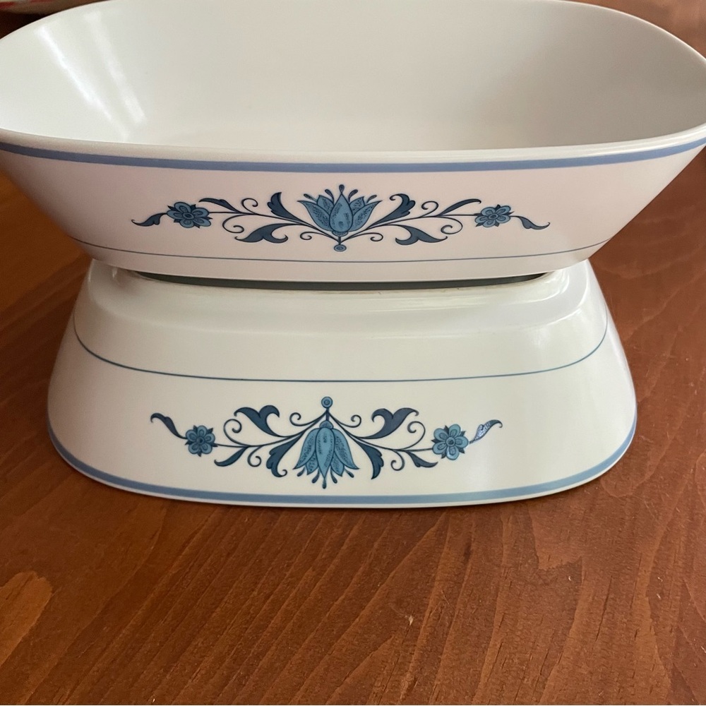 Two Noritake Progression Blue Haven 9004 Vegetable Rectangular Serving Bowls